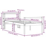  Okvir kreveta s uzglavljem voštano smeđi 75x190 cm od borovine | shoptok.hr