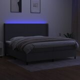  Krevet box spring s madracem LED tamnosivi 200x200 cm tkanina | shoptok.hr