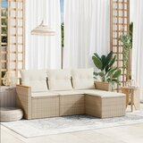 Maison Chic Seti vrtnega pohištva - Vrtna garnitura - Vrtni pohištvo set 4-delna z blazinami bež poli ratan, (21809568) | Shoptok.si