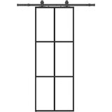 vidaXL Drsna vrata z opremo črna 76x205 cm ESG steklo | Shoptok.si