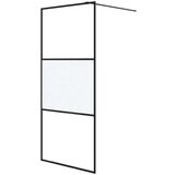 vidaXL Pregrada za tuš črna 90x195 cm delno motno ESG steklo | Shoptok.si