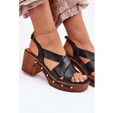 Zazoo Leather Heeled Sandals 1081 Black | Shoptok.si