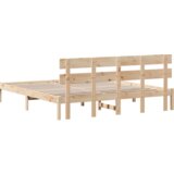 vidaXL Posteljni okvir z naslonjalom 200x200 cm Trden borov les | Shoptok.si