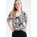 Defacto Cool Regular Fit Pajama Collar Patterned Short Sleeve Shirt Cene