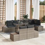 vidaXL 9-delni set vrtne sedežne garniture s blazinami siva polyratan | Shoptok.si