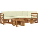  Sekcijska garnitura 6 pcs Prirodna i krem Čvrsto drvo akacije | shoptok.hr