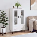 vidaXL Visoka omara bela 69,5x31x115 cm inženirski les | Shoptok.si