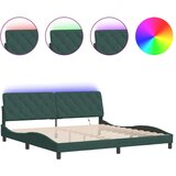  Okvir kreveta s LED svjetlima tamnozeleni 200x200 cm baršunasti | shoptok.hr