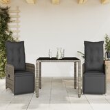 vidaXL vrtna bistro garnitura 3-delna z blazinami siv poli ratan | Shoptok.si