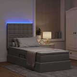  Krevet s prostorom za pohranu s LED-om Sivo-smeđa 90 x 190 cm | shoptok.hr