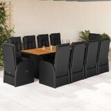 vidaXL 11-dijelni vrtni blagovaonski set s jastucima poliratan crni | shoptok.hr
