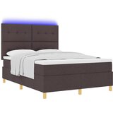 vidaXL Box Spring postelja z vzmetnico in LED temno rjava 140x190 cm tkanina, (22067260) | Shoptok.si