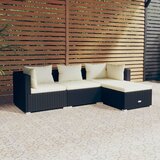 Maison Chic Seti vrtnega pohištva - Vrtna garnitura - Vrtni pohištvo set z blazinami 4-delna poli ratan črna, (21797536) | Shoptok.si