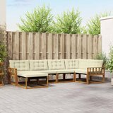  Set vanjskih sofa 6 kom. Prirodna i krem Čvrsto drvo akacije | shoptok.hr