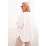 Kesi Włoski Plus Size women's blouse with cotton, pocket, and rolled-up sleeve white | shoptok.hr