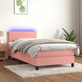  box spring s madracem LED ružičasti 100x200cm baršunasti | shoptok.hr
