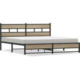 Metalni Kovinski posteljni okvir brez vzmetnice sonoma hrast 200x200 cm, (21608053) | Shoptok.si