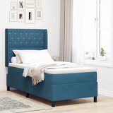Box spring krevet s madracem Plava 90 x 190 cm Baršun - Tamno plava 90 x 190 cm Kristal s dugmadima | shoptok.hr