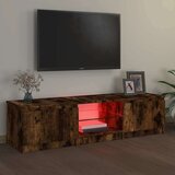 vidaXL TV omarica z LED lučkami dimljeni hrast 140x40x35,5 cm | Shoptok.si