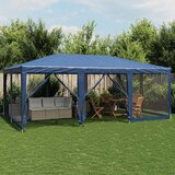 Šator za zabave s 10 mrežastih bočnih zidova plavi 6x4 m HDPE | shoptok.hr