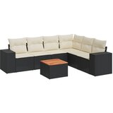  The Living Store Vrtna sedežna garnitura 7-delna z blazinami črn poli ratan - Vrtna Sedežna Garniture, (21459649) | Shoptok.si