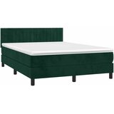 Krevet box spring s madracem LED tamnozeleni 140x190 cm baršun | Eponuda.com