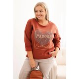 Kesi Włoski Women's Plus Size washed hoodie with a print graphite Cijene