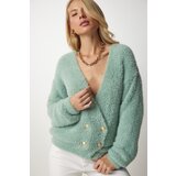  Women's Water Green Soft Beard Knitwear Cardigan Cene
