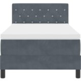 vidaXL Postelja s pomičnim vzmetenjem in blazino & LED Temno siva 90x190 cm Žamet | Shoptok.si