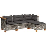 Maison Chic Seti vrtnega pohištva - Vrtna garnitura - Vrtni pohištvo set 4-delna z blazinami siv poli ratan, (21818960) | Shoptok.si
