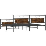 Metalni Kovinski posteljni okvir brez vzmetnice dimljen hrast 193x203cm, (21829666) | Shoptok.si