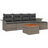 vidaXL Vrtna sedežna garnitura z blazino 6 pcs Siva poli ratan, (5000146230) | Shoptok.si