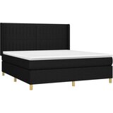  Box spring postelja z vzmetnico črna 160x200 cm blago | Shoptok.si