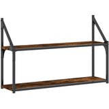  Zidna polica s 2 razine dimljenog hrasta 80x21x51 cm drvena | shoptok.hr