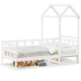 vidaXL Dnevna postelja s streho bela 80x200 cm trdna borovina | Shoptok.si
