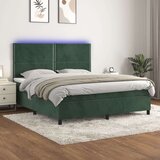  Krevet box spring s madracem LED tamnozeleni 160x200 cm baršun Cijene