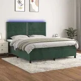  Krevet box spring s madracem LED tamnozeleni 160x200 cm baršun