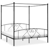  Okvir za krevet s nadstrešnicom crni metalni 200 x 200 cm | shoptok.hr