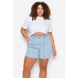 Trendyol Curve Plus Size Shorts & Bermuda - Navy blue - High Waist Cene