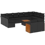  13-dijelni set vrtnih sofa s jastucima poliratan crni | shoptok.hr
