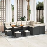 vidaXL 13-delni vrtni sofa set z blazinami črnega poli ratana akacije | Shoptok.si