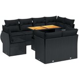  9-dijelni set vrtnih sofa s jastucima crni od poliratana | shoptok.hr