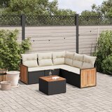  The Living Store Vrtna sedežna garnitura 6-delna z blazinami črna poli ratan - Vrtna Sedežna Garniture, (21477743) | Shoptok.si