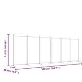 Sobna pregrada s 6 panela bijela 520x180 cm od tkanine | Eponuda.ba