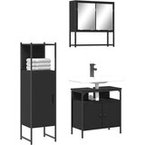  The Living Store Kopalniško pohištvo 3 kosi črne barve inženirski les - Komplet Kopalniškega Pohištva, (21500123) | Shoptok.si