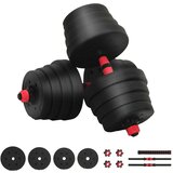 vidaXL 2-v-1 set dumbbelov Črna in rdeča 121 x 19,5 x 19,5 cm, (5000112426) | Shoptok.si
