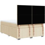 vidaXL Box spring postelja z vzmetnico krem 140x200 cm blago | Shoptok.si