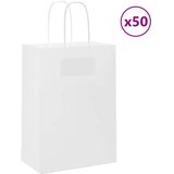 vidaXL Papirnate vrečke 50 kosov z ročaji bela 15x8x21 cm Cene