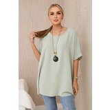 Kesi Oversized blouse with pendant light mint cene