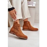 S. BARSKI Women's Perforated Ankle Boots with Zipper Camel S.Barski | shoptok.hr